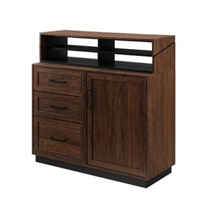 Walker Edison Hughes Adjustable Secretary Desk with Storage, Brown