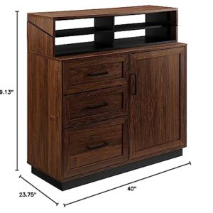 Walker Edison Hughes Adjustable Secretary Desk with Storage, Brown