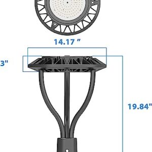 rgbylediison 100W LED Post Top Pole Lights, DLC/ETL Listed 14000Lm 5000K LED Circular Area Pole lamp ，IP65 Waterproof Outdoor Fixture Parking lot Light Pathway Lamp Top Yard Light Street Pole Light