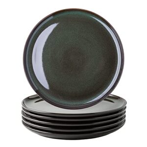 leratio ceramic dinner plates set of 6, 10.5 inch reactive glaze porcelain plates, modern shape dinnerware dishes set for kitchen,microwave&dishwasher&oven safe, scratch resistant-green