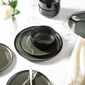 LERATIO Ceramic Dinner Plates Set of 6, 10.5 Inch Reactive Glaze Porcelain Plates, Modern Shape Dinnerware Dishes Set for Kitchen,Microwave&Dishwasher&Oven Safe, Scratch Resistant-Green