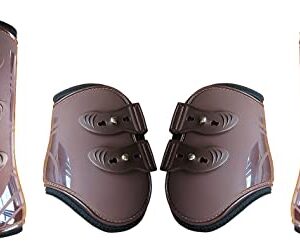 Horm 4pcs Horse Tendon Boots, Adjustable Elasticity to Protect Tendon Tissue (Set of 4, XL, Brown)