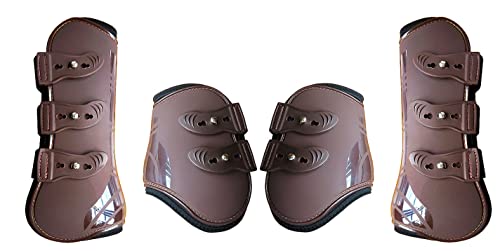 Horm 4pcs Horse Tendon Boots, Adjustable Elasticity to Protect Tendon Tissue (Set of 4, XL, Brown)