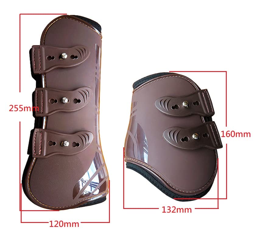 Horm 4pcs Horse Tendon Boots, Adjustable Elasticity to Protect Tendon Tissue (Set of 4, XL, Brown)