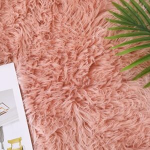 COZYLOOM Faux Fur Rug, Luxury Soft Faux Sheepskin Rug, 2x3 FT Pink Furry Rug Chair Couch Cover Seat Pad for Bedroom Bedside Living Room, Kids Room or Nursery, Floor Sofa Decor