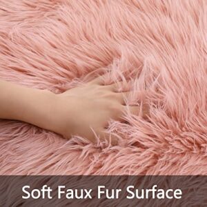 COZYLOOM Faux Fur Rug, Luxury Soft Faux Sheepskin Rug, 2x3 FT Pink Furry Rug Chair Couch Cover Seat Pad for Bedroom Bedside Living Room, Kids Room or Nursery, Floor Sofa Decor