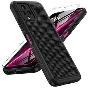 jxvm for t-mobile revvl 6 5g phone case: tmobile revvl6 dual-layer protective cell phone case - durable rugged phone cover | military grade protection - tpu matte textured bumper (only for revvl 6)