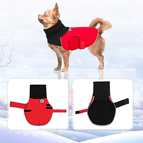 Chihuahua Winter Coat Waterproof Small Dog Puppy Winter Coats Fleece Jackets,Reflective Dog Clothes Warm Dog Cold Weather Coat for Chihuahua Small Medium Large Puppy Dogs Pink Red