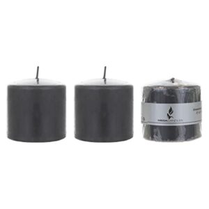 mega candles 3 pcs unscented dark gray round pillar candle, pressed premium wax candles 3 inch x 3 inch, home décor, wedding receptions, baby showers, birthdays, celebrations, party favors & more