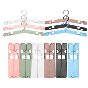 QSGANG 6-Pack Foldable Travel Hanger Pants Hangers Lightweight and Durable Non-deformable Plastic Cloths Hanger Fits All Clothes and Socks Towel Can Be Folded Down for Easy Storage (6)