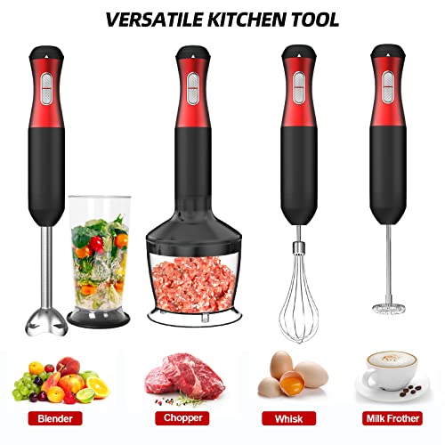 LINKChef Hand Blender 5 in 1,Immersion Blender 300W, 20 Speed and Turbo Mode with 800ml Beaker,500ml Food Chopper,Stainless Steel Whisk and Ice Crush Blade,BPA-Free（Upgrade 1.5m Cord)