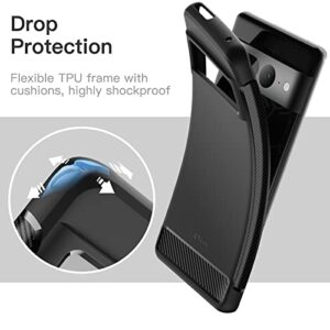 JETech Slim Fit Case for Google Pixel 7 Pro, Thin Phone Cover Matte Finish with Shock-Absorption and Carbon Fiber Design (Black)