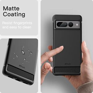 JETech Slim Fit Case for Google Pixel 7 Pro, Thin Phone Cover Matte Finish with Shock-Absorption and Carbon Fiber Design (Black)