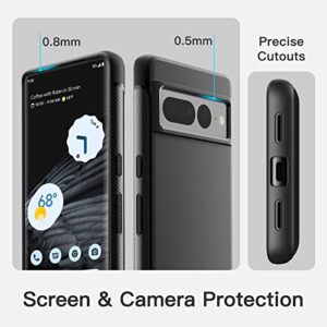 JETech Slim Fit Case for Google Pixel 7 Pro, Thin Phone Cover Matte Finish with Shock-Absorption and Carbon Fiber Design (Black)