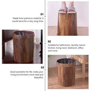 1pc Holder Car Kitchens Modern Pattern or Toillet with Can Bucket Mini Xcm Paper Rubbish Wicker L Uncovered Retro Wood Decorative Imitation Wastebasket Bathrooms Basket Powder