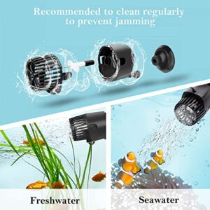 AQQA Aquarium Wave Maker,3W/5W/10W/15W Suction Cup Fish Tank Single Powerhead Pump，110V/60Hz Ultra Quiet Submersible Circulation Pump,360°Adjustable For Freshwater Saltwater