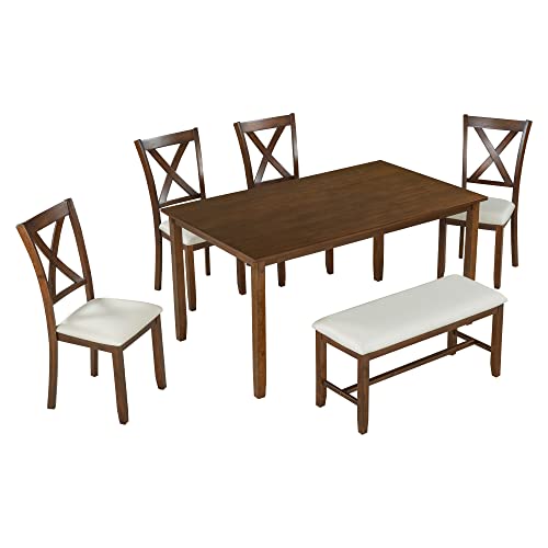 GYYBED 6-Piece Kitchen Dining Table Set Dining Table Set for 6 Dining Room Table Set for 6 Dining Table for 6 Dining Set for 6 Dining Room Sets for 6 Dining Table Set(6-Piece - Natural Cherry)…