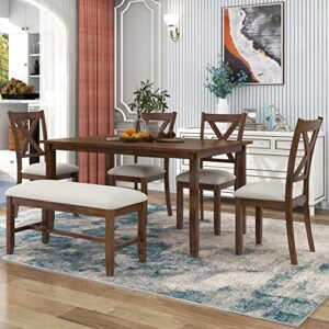 GYYBED 6-Piece Kitchen Dining Table Set Dining Table Set for 6 Dining Room Table Set for 6 Dining Table for 6 Dining Set for 6 Dining Room Sets for 6 Dining Table Set(6-Piece - Natural Cherry)…