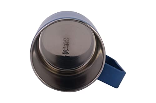 16oz mug cup, with lid and handle to prevent spills or splashes, stainless steel liner, insulated double vacuum design, suitable for storing hot and cold coffee and drinks，navy blue.