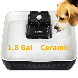 large dog water fountain, 230oz/1.8gal ceramic pet water fountain, whisper quiet, super wide drinking area, healthier than other water dispensers for dogs and cats, easy to clean, dishwasher safe, 7l