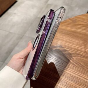 OOK Compatible iPhone 14 Pro Max Case with Camera Lens Cover Design Anti-Scratch Shockproof Protective Wireless Charging Slim iPhone 14 Pro Max Clear Case for Women Men - Purple