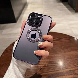 OOK Compatible iPhone 14 Pro Max Case with Camera Lens Cover Design Anti-Scratch Shockproof Protective Wireless Charging Slim iPhone 14 Pro Max Clear Case for Women Men - Purple