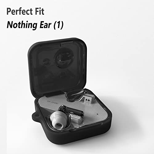 Geiomoo Silicone Case Compatible with Nothing Ear 1, Protective Cover with Carabiner (Black)