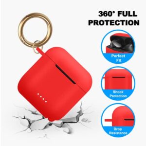 MOLOVA Protective Silicone Case Compatible with Tozo t6, Front LED Visible, Premium Accessory Shockproof tozo t6 Case Cover with Keychain. (Red)