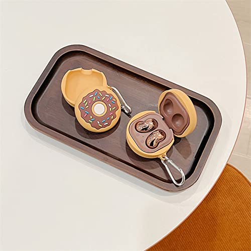 AOLABOKY Compatible with Samsung Galaxy Buds2 pro/Galaxy Buds Live/Galaxy Buds pro/Galaxy Buds 2 Charging Box,3D Cute Cartoon Donut Silicone Earphone Case with Hook