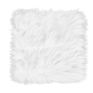 wllhyf 10 inches mini square faux fur rug， small fluffy area rug cushion for living room sofa bedroom floor soft square chair cover seat pad nail mat for photographing background of jewelry