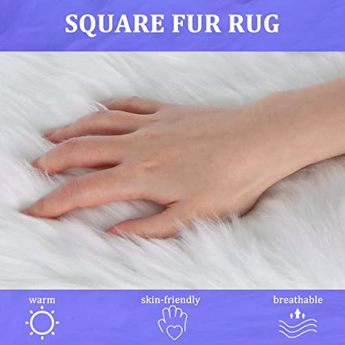 WLLHYF 10 Inches Mini Square Faux Fur Rug， Small Fluffy Area Rug Cushion for Living Room Sofa Bedroom Floor Soft Square Chair Cover Seat Pad Nail Mat for Photographing Background of Jewelry