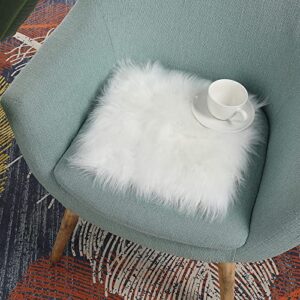 WLLHYF 10 Inches Mini Square Faux Fur Rug， Small Fluffy Area Rug Cushion for Living Room Sofa Bedroom Floor Soft Square Chair Cover Seat Pad Nail Mat for Photographing Background of Jewelry