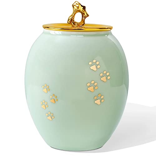 LINES ARTE Medium Pet Urns for Dogs Ashes, Ceramics Pet Urn for Dog Ashes, Cat Dog Urns for Ashes (Paw Prints)