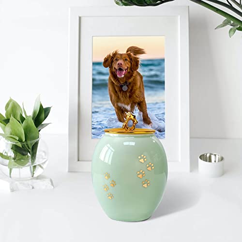 LINES ARTE Medium Pet Urns for Dogs Ashes, Ceramics Pet Urn for Dog Ashes, Cat Dog Urns for Ashes (Paw Prints)