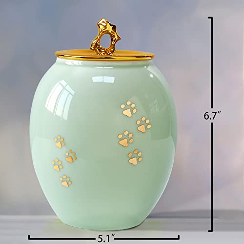 LINES ARTE Medium Pet Urns for Dogs Ashes, Ceramics Pet Urn for Dog Ashes, Cat Dog Urns for Ashes (Paw Prints)