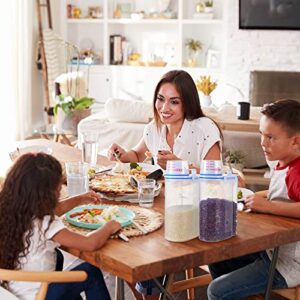 6 Pieces Rice Storage Barrel Rice Cereal Containers Dispenser Clear Kitchen Storage Bin with Pour Airtight Plastic Rice Holder Saver with Seal Buckles Measuring Cup for Cooker Flour