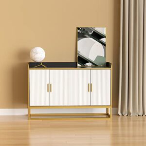 lyuhome buffet cabinet with storage modern sideboard cabinet for kitchen farmhouse cabinet for dining room and living room with door (black and gold