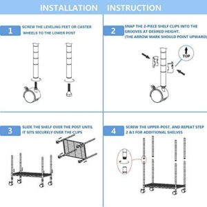 HealSmart 3-Tier Heavy Duty Storage Shelving Unit,Chrome,24.02" D x 13.78" W x 21.97" H inch, 1 Pack