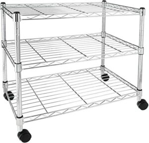 healsmart 3-tier heavy duty storage shelving unit,chrome,24.02" d x 13.78" w x 21.97" h inch, 1 pack