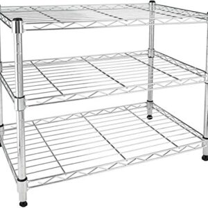 HealSmart 3-Tier Heavy Duty Storage Shelving Unit,Chrome,24.02" D x 13.78" W x 21.97" H inch, 1 Pack