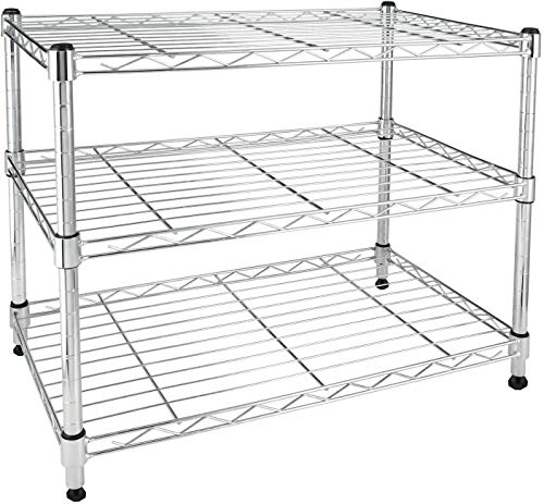 HealSmart 3-Tier Heavy Duty Storage Shelving Unit,Chrome,24.02" D x 13.78" W x 21.97" H inch, 1 Pack