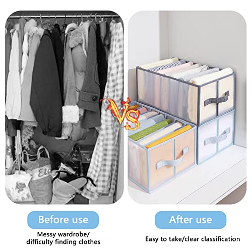 Kocuos Upgraded Clothes Organizer, Closet Organizers and Storage, Wardrobe Clothes Organizer for Folded Clothes, Separator Drawer Organizer Divider for Underwear, T-shirts (2PCS (7 Grids, Gray))