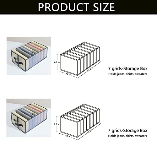 Kocuos Upgraded Clothes Organizer, Closet Organizers and Storage, Wardrobe Clothes Organizer for Folded Clothes, Separator Drawer Organizer Divider for Underwear, T-shirts (2PCS (7 Grids, Gray))