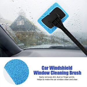 FIYO Microfiber Car Cleaning Brush, Car Windscreen Cleaner with Long Handle Windshield Glass Cleaning Tool for Car Glass Dust Dirt Removal(Light Blue)