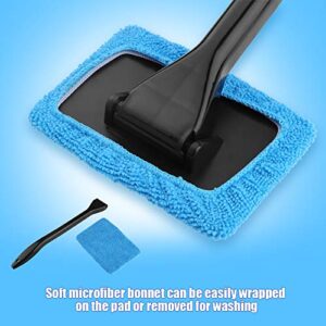 FIYO Microfiber Car Cleaning Brush, Car Windscreen Cleaner with Long Handle Windshield Glass Cleaning Tool for Car Glass Dust Dirt Removal(Light Blue)