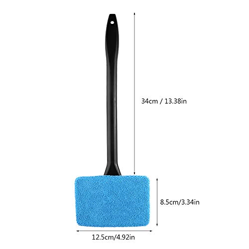 FIYO Microfiber Car Cleaning Brush, Car Windscreen Cleaner with Long Handle Windshield Glass Cleaning Tool for Car Glass Dust Dirt Removal(Light Blue)