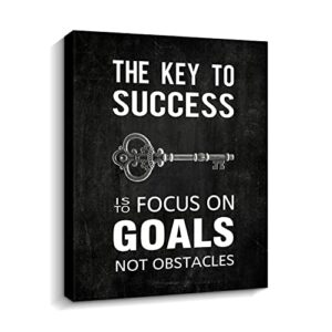inspirational framed office canvas wall art motivational quote the key to success is to focus on goals not obstacles artwork wall pictures hd print for living room bedroom easy to hang 12 x 15 inch