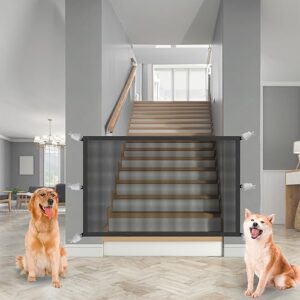 agvincy baby gate for stairs, portable mesh dog gates for the house easy install anywhere, 44''x29'' dog gates for doorways providing a safe enclosure for pets and baby to play and rest