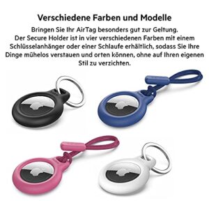 Belkin AirTag Case with Key Ring, Secure Holder Protective Cover Pink, 1 Pack & AirTag Case with Key Ring, Secure Holder Protective Cover for Air Tag with Scratch Resistance Accessory (2 Pack) - Blue