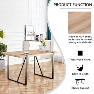 gopop 5 Piece Dining Table Set, Modern Dining Chairs Set of 4, Mid Century Wooden Kitchen Table Set, Metal Base & Legs, Dining Room Table and Leather Chairs.